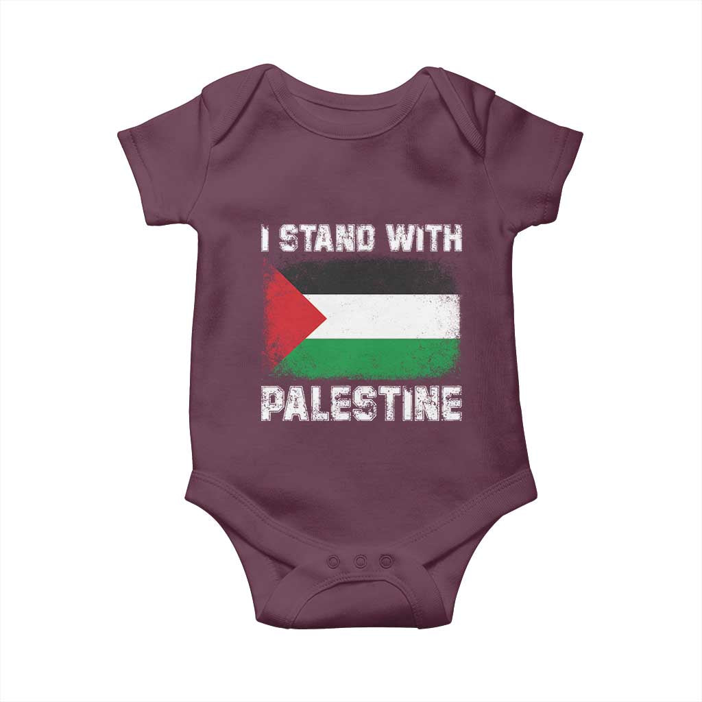 Stand With Palestine Baby Onesie - Gaza Palestinian Flag Solidarity Baby Bodysuit TS10 Maroon Print Your Wear