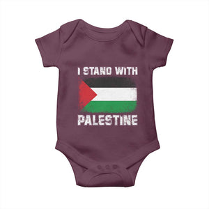 Stand With Palestine Baby Onesie - Gaza Palestinian Flag Solidarity Baby Bodysuit TS10 Maroon Print Your Wear