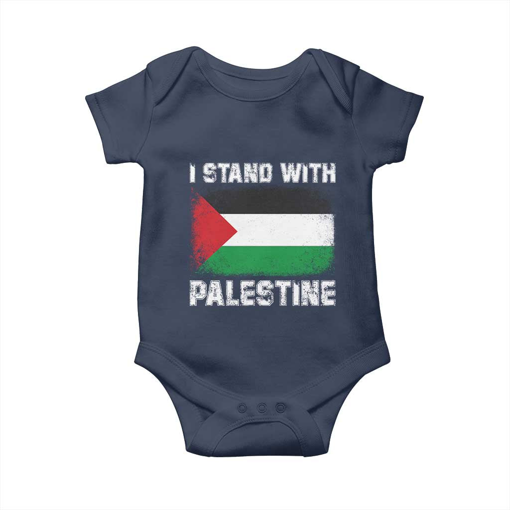 Stand With Palestine Baby Onesie - Gaza Palestinian Flag Solidarity Baby Bodysuit TS10 Navy Print Your Wear