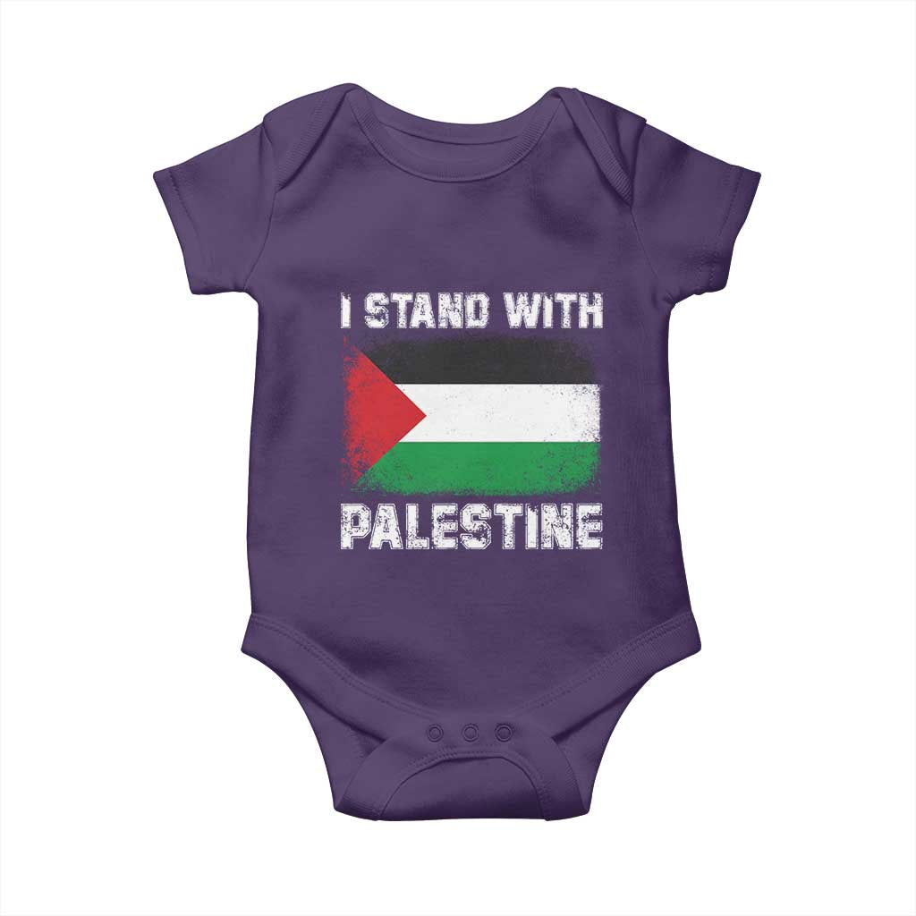 Stand With Palestine Baby Onesie - Gaza Palestinian Flag Solidarity Baby Bodysuit TS10 Purple Print Your Wear