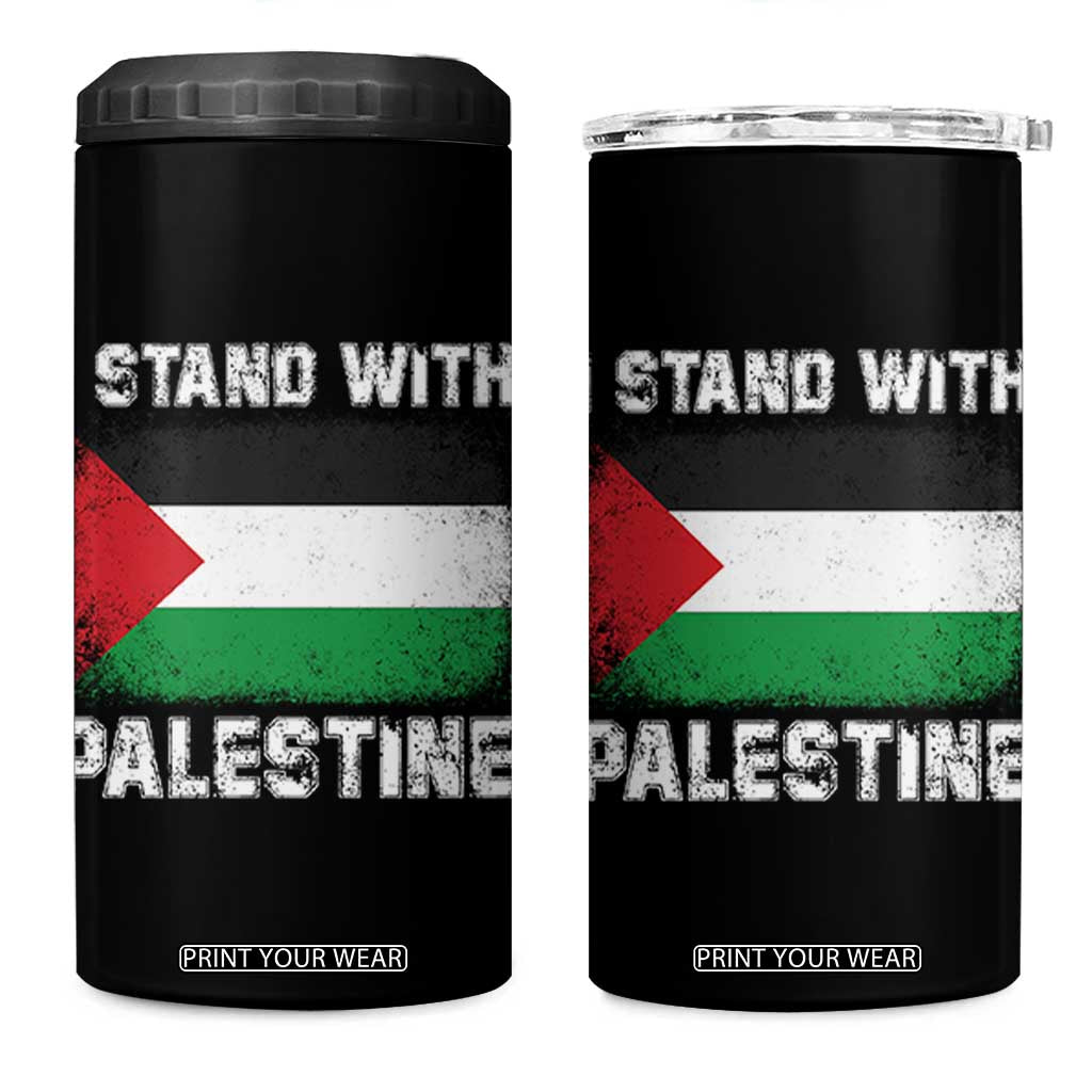 Stand With Palestine 4 in 1 Can Cooler Tumbler Gaza Palestinian Flag TS10 One Size: 16 oz Black Print Your Wear