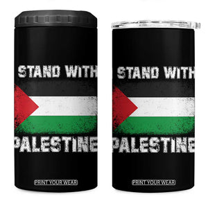 Stand With Palestine 4 in 1 Can Cooler Tumbler Gaza Palestinian Flag TS10 One Size: 16 oz Black Print Your Wear