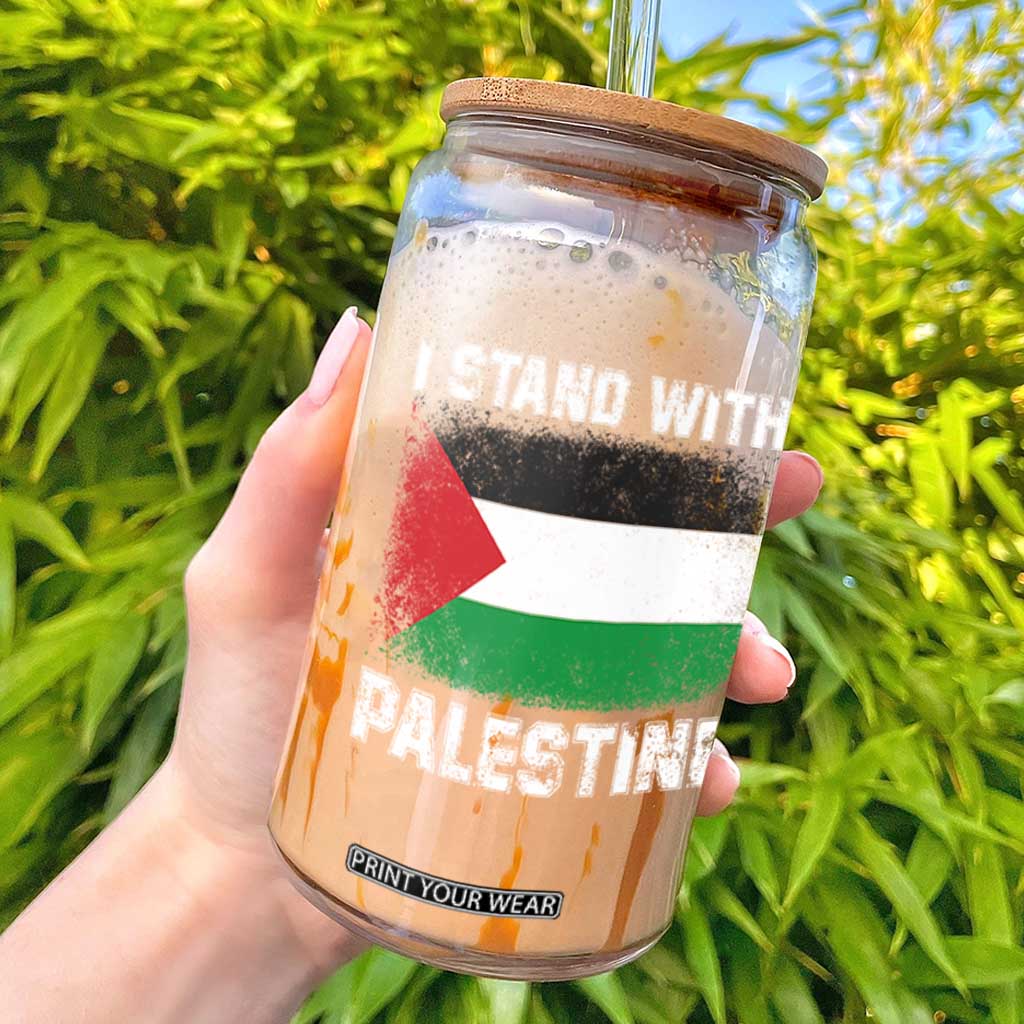 Stand With Palestine Glass Can Gaza Palestinian Flag TS10 Black Print Your Wear