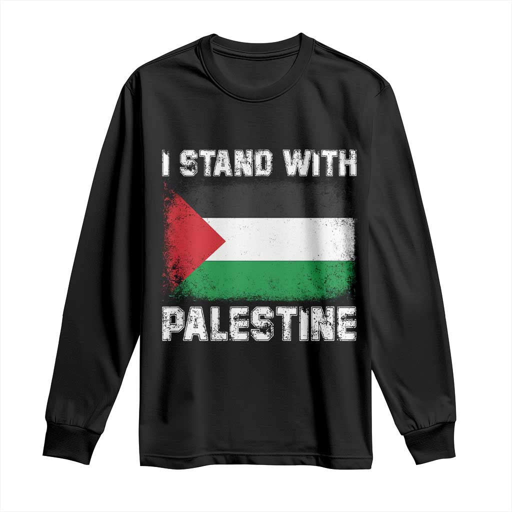 Stand With Palestine Long Sleeve Shirt Gaza Palestinian Flag TS10 Black Print Your Wear