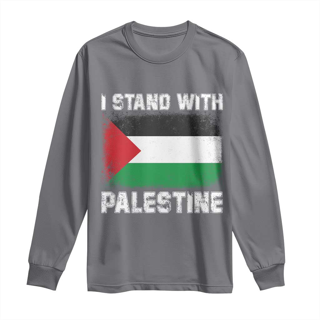 Stand With Palestine Long Sleeve Shirt Gaza Palestinian Flag TS10 Charcoal Print Your Wear