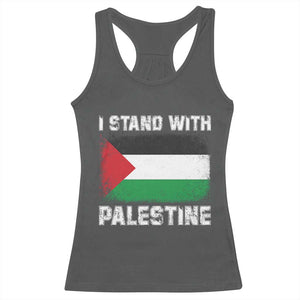 Stand With Palestine Racerback Tank Top Gaza Palestinian Flag TS10 Dark Heather Print Your Wear