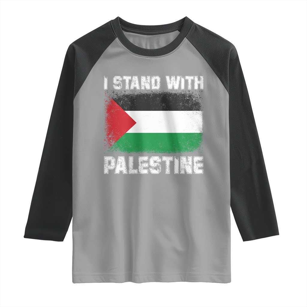 Stand With Palestine Raglan Shirt Gaza Palestinian Flag TS10 Sport Gray Black Print Your Wear