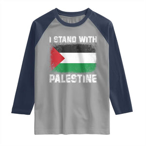 Stand With Palestine Raglan Shirt Gaza Palestinian Flag TS10 Sport Gray Navy Print Your Wear