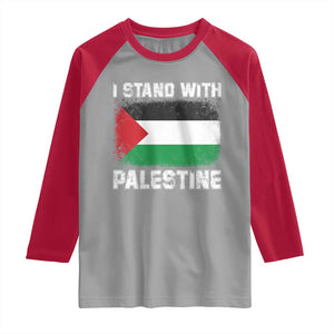 Stand With Palestine Raglan Shirt Gaza Palestinian Flag TS10 Sport Gray Red Print Your Wear