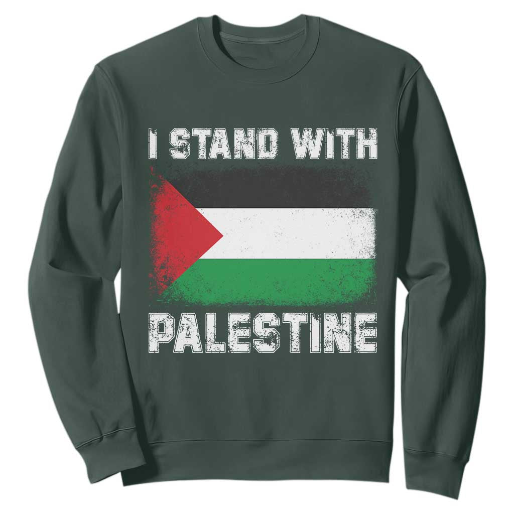 Stand With Palestine Sweatshirt Gaza Palestinian Flag TS10 Dark Forest Green Print Your Wear