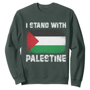 Stand With Palestine Sweatshirt Gaza Palestinian Flag TS10 Dark Forest Green Print Your Wear
