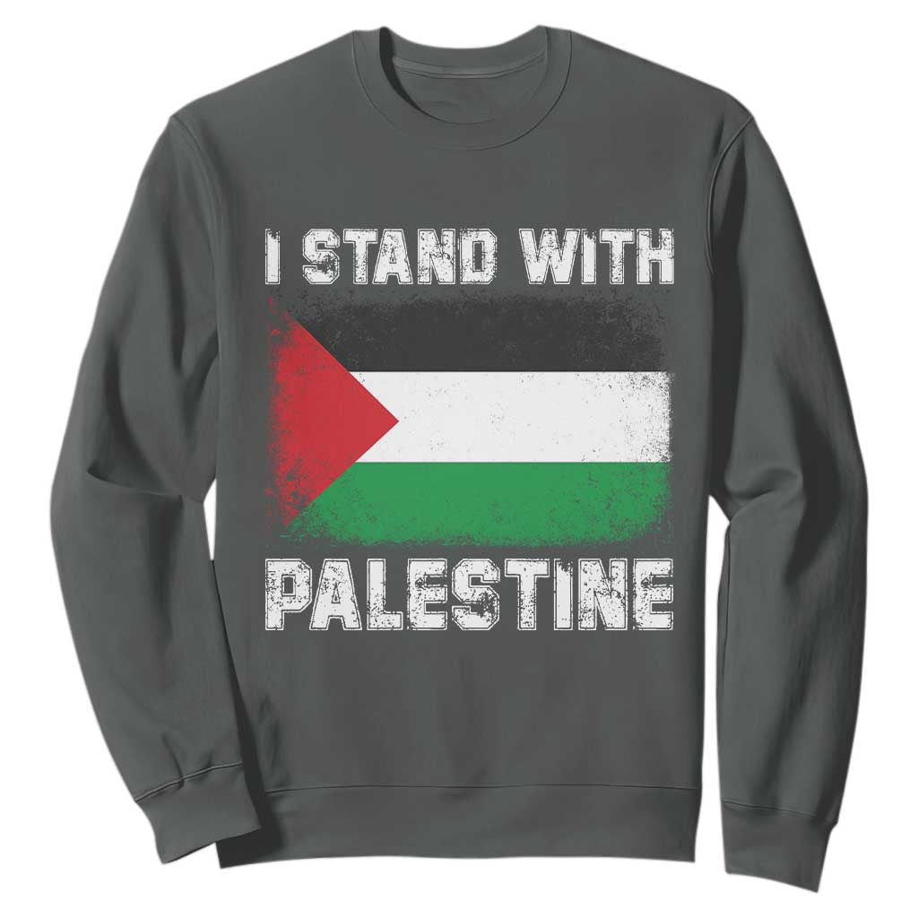 Stand With Palestine Sweatshirt Gaza Palestinian Flag TS10 Dark Heather Print Your Wear