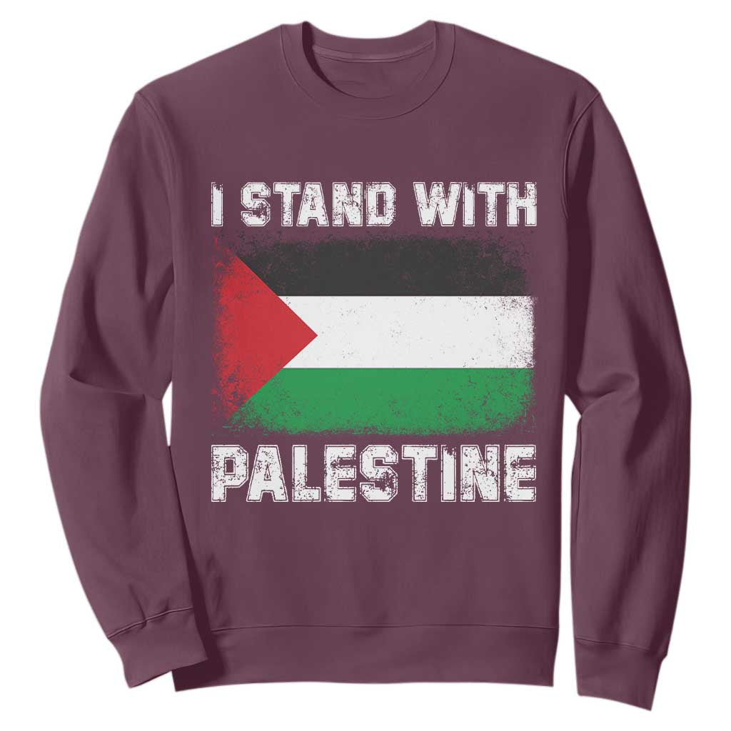Stand With Palestine Sweatshirt Gaza Palestinian Flag TS10 Maroon Print Your Wear