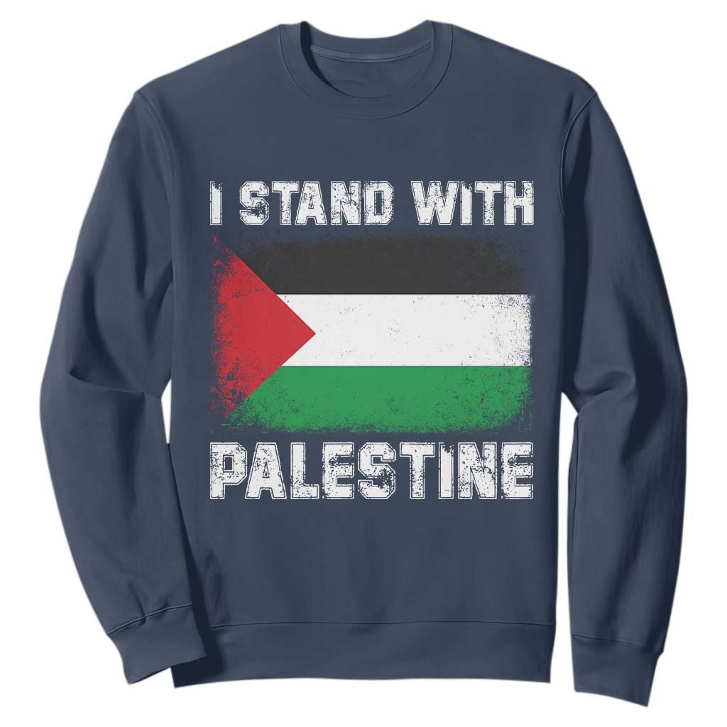 Stand With Palestine Sweatshirt Gaza Palestinian Flag TS10 Navy Print Your Wear
