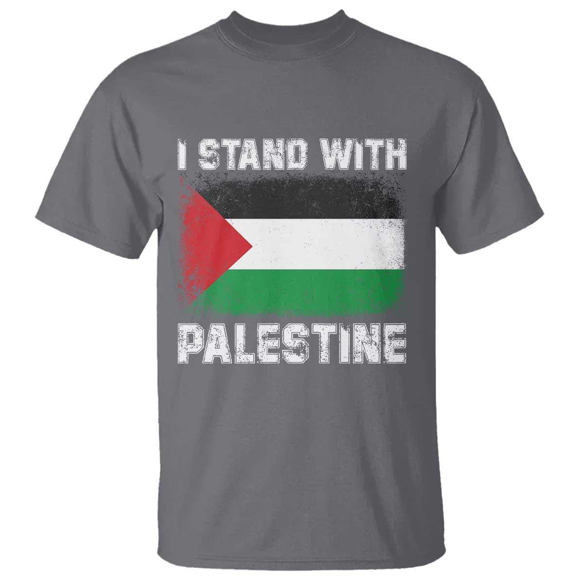Stand With Palestine T Shirt Gaza Palestinian Flag TS10 Charcoal Print Your Wear