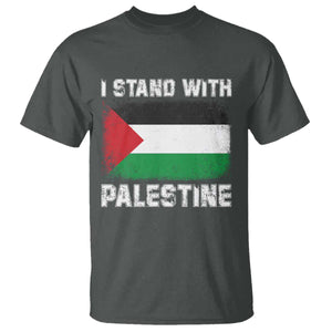 Stand With Palestine T Shirt Gaza Palestinian Flag TS10 Dark Heather Print Your Wear