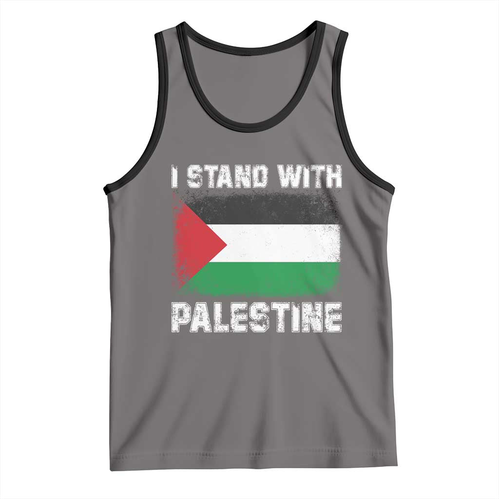 Stand With Palestine Tank Top Gaza Palestinian Flag TS10 Deep Heather Black Print Your Wear