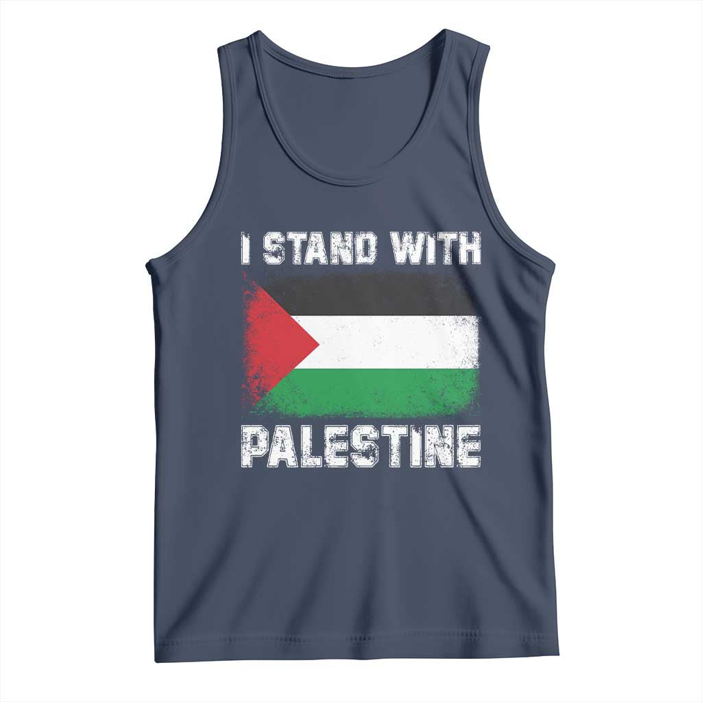 Stand With Palestine Tank Top Gaza Palestinian Flag TS10 Navy Print Your Wear