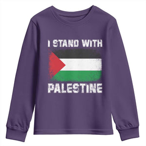 Stand With Palestine Youth Sweatshirt Gaza Palestinian Flag TS10 Purple Print Your Wear