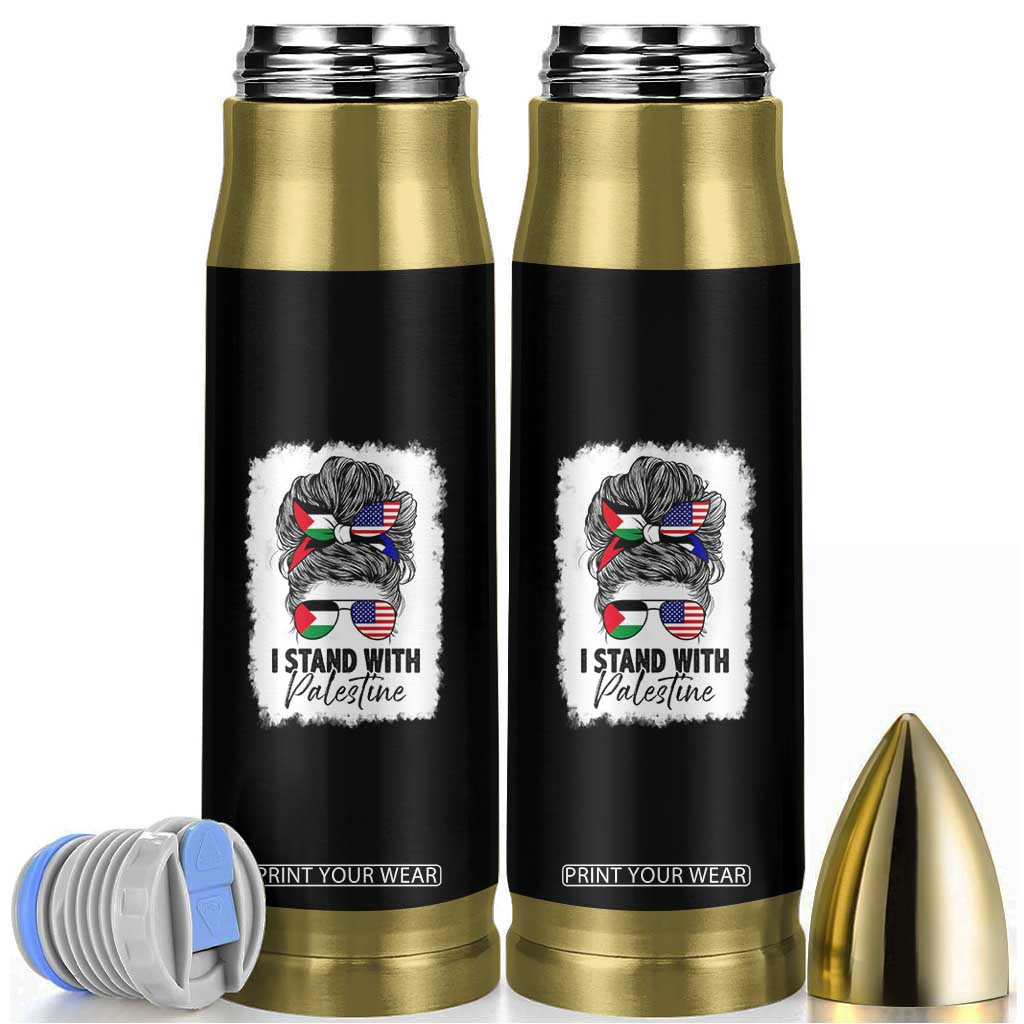 Stand With Palestine Bullet Tumbler Messy Bun Gaza Palestinian Flag TS10 Black Print Your Wear