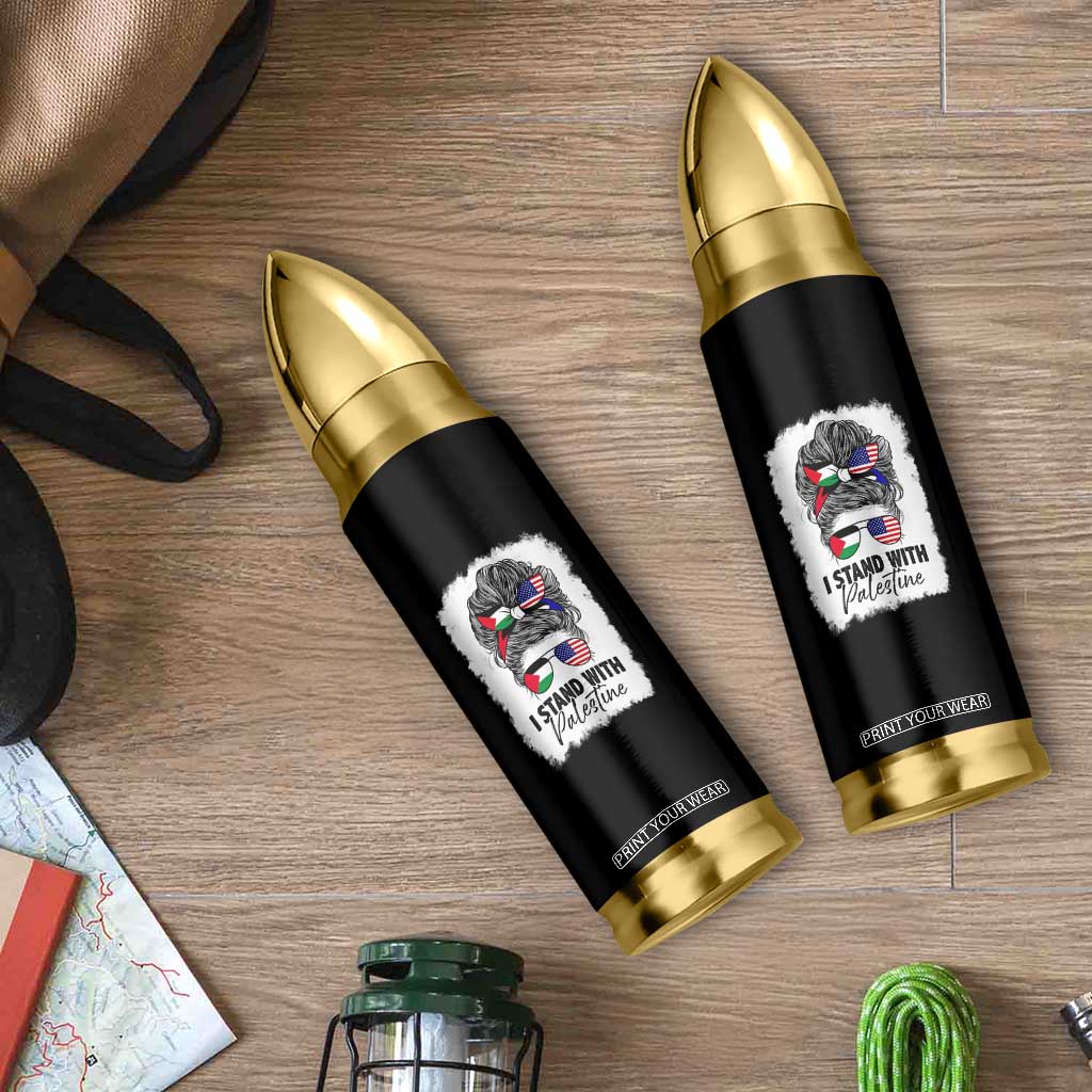 Stand With Palestine Bullet Tumbler Messy Bun Gaza Palestinian Flag TS10 Print Your Wear