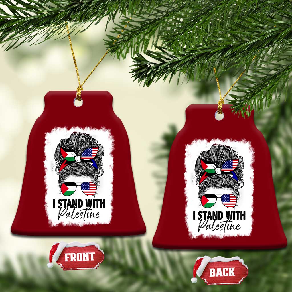 Stand With Palestine Ceramic Ornament Messy Bun Gaza Palestinian Flag TS10 Print Your Wear