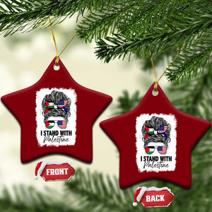 Stand With Palestine Ceramic Ornament Messy Bun Gaza Palestinian Flag TS10 Print Your Wear