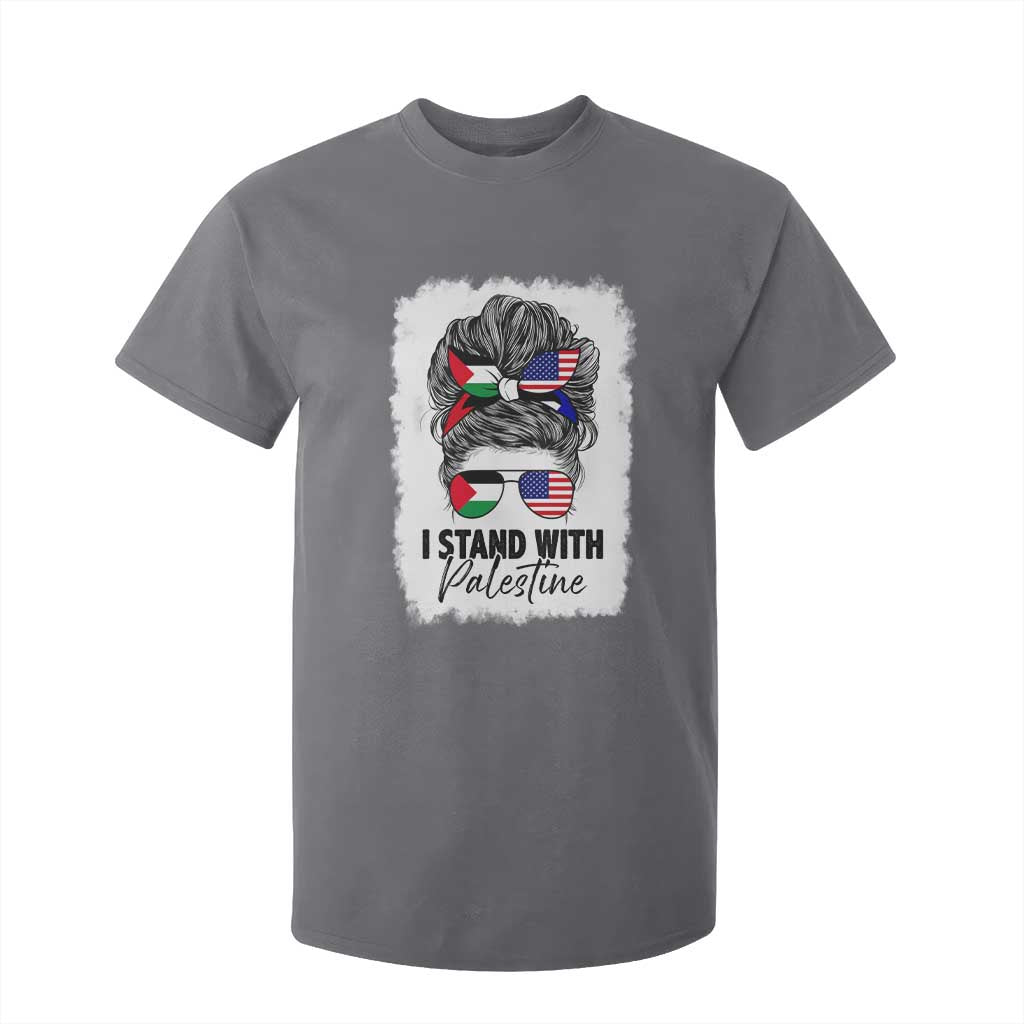 Stand With Palestine T Shirt For Kid Messy Bun Gaza Palestinian Flag TS10 Charcoal Print Your Wear