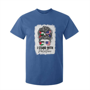 Stand With Palestine T Shirt For Kid Messy Bun Gaza Palestinian Flag TS10 Royal Blue Print Your Wear