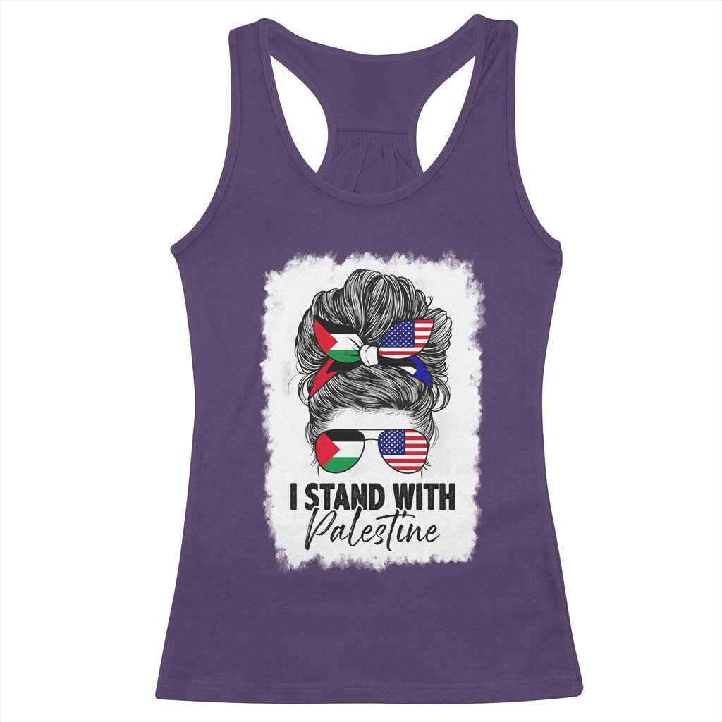 Stand With Palestine Racerback Tank Top Messy Bun Gaza Palestinian Flag TS10 Purple Print Your Wear