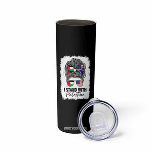Stand With Palestine Skinny Tumbler Messy Bun Gaza Palestinian Flag TS10 Print Your Wear