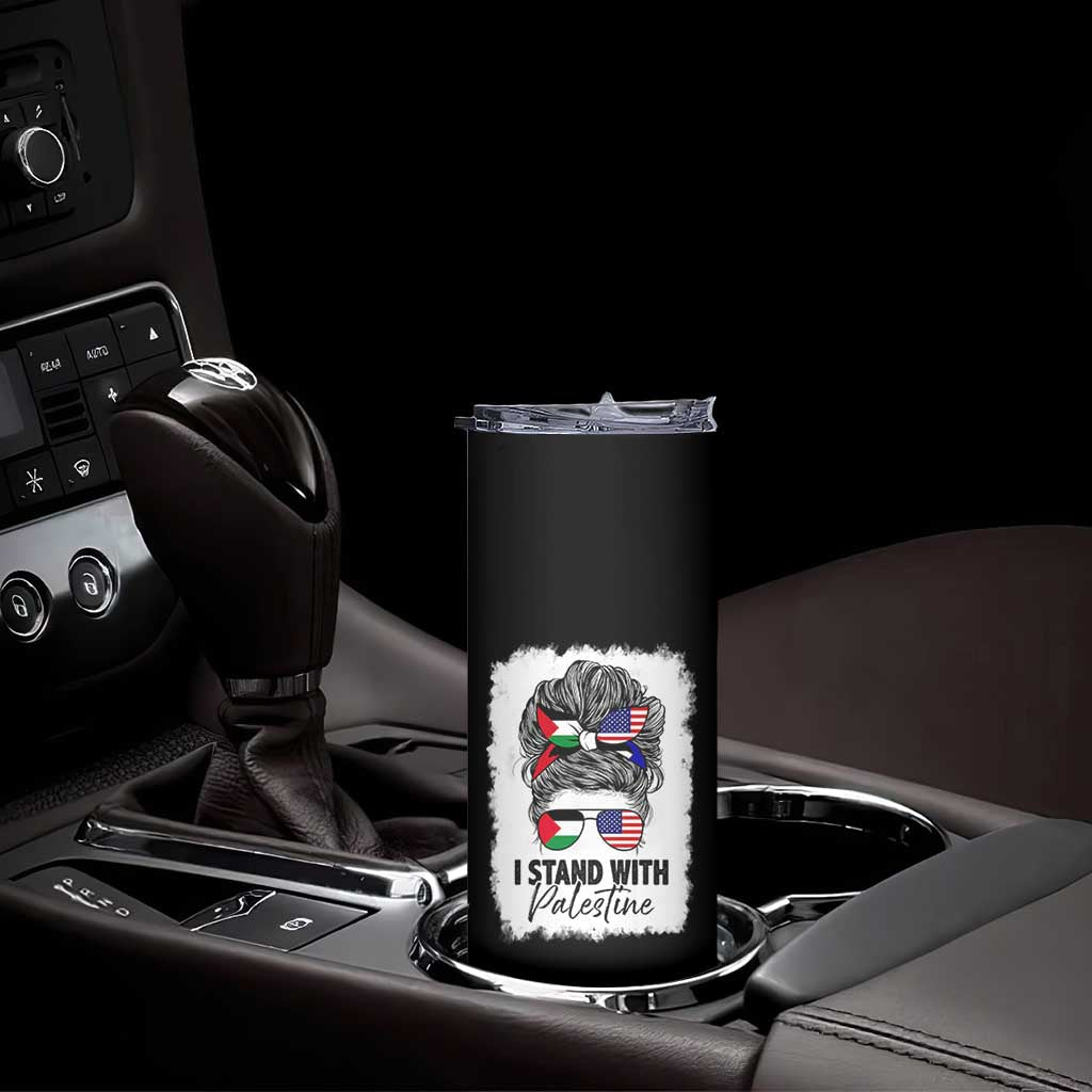 Stand With Palestine Skinny Tumbler Messy Bun Gaza Palestinian Flag TS10 Print Your Wear