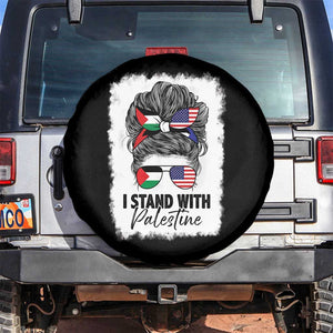 Stand With Palestine Spare Tire Cover Messy Bun Gaza Palestinian Flag TS10 No hole Black Print Your Wear
