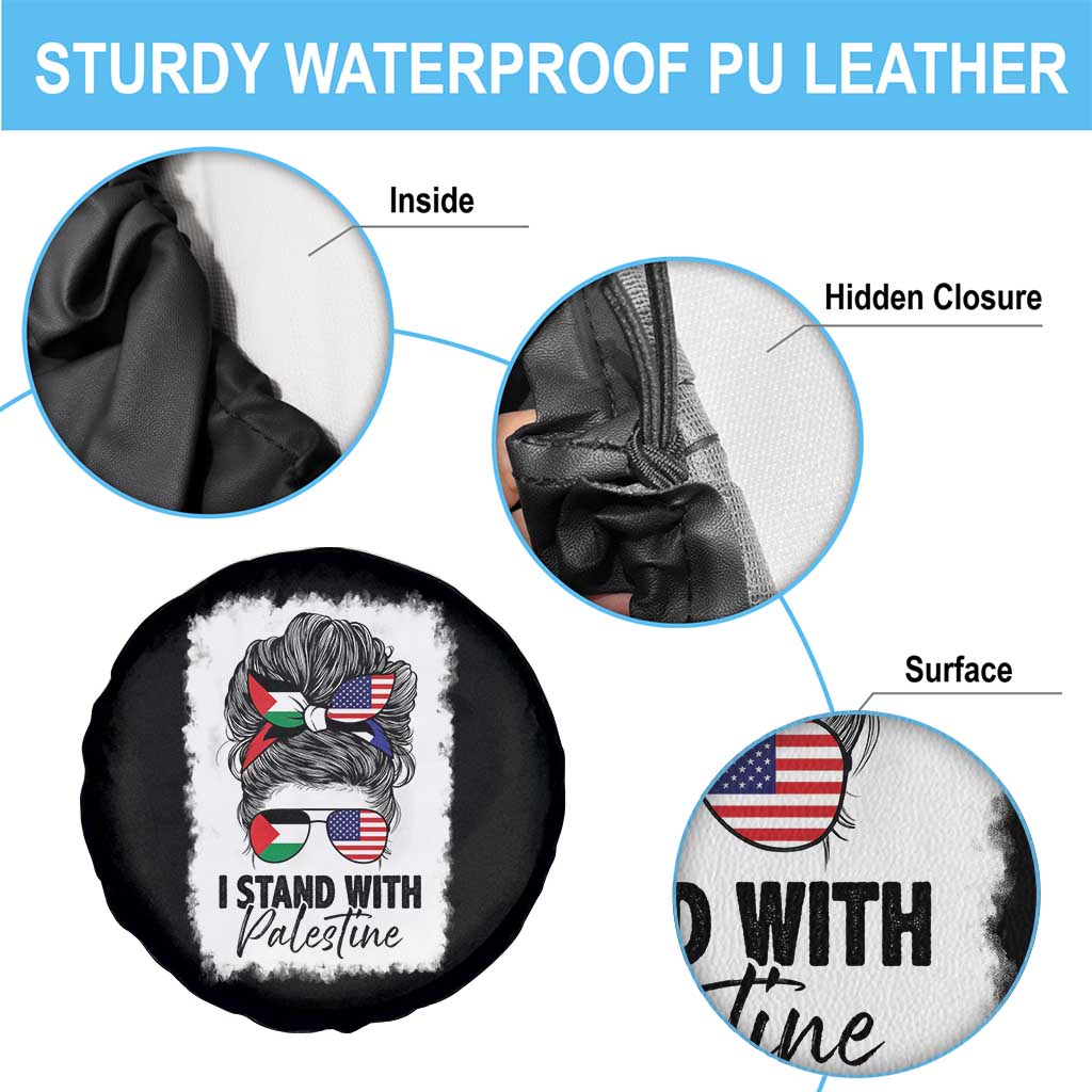 Stand With Palestine Spare Tire Cover Messy Bun Gaza Palestinian Flag TS10 Print Your Wear