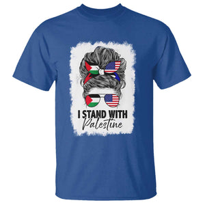 Stand With Palestine T Shirt Messy Bun Gaza Palestinian Flag TS10 Royal Blue Print Your Wear