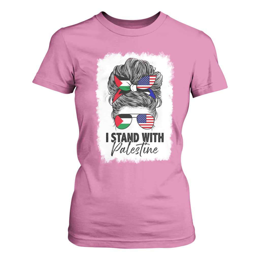 Stand With Palestine T Shirt For Women Messy Bun Gaza Palestinian Flag TS10 Azalea Print Your Wear
