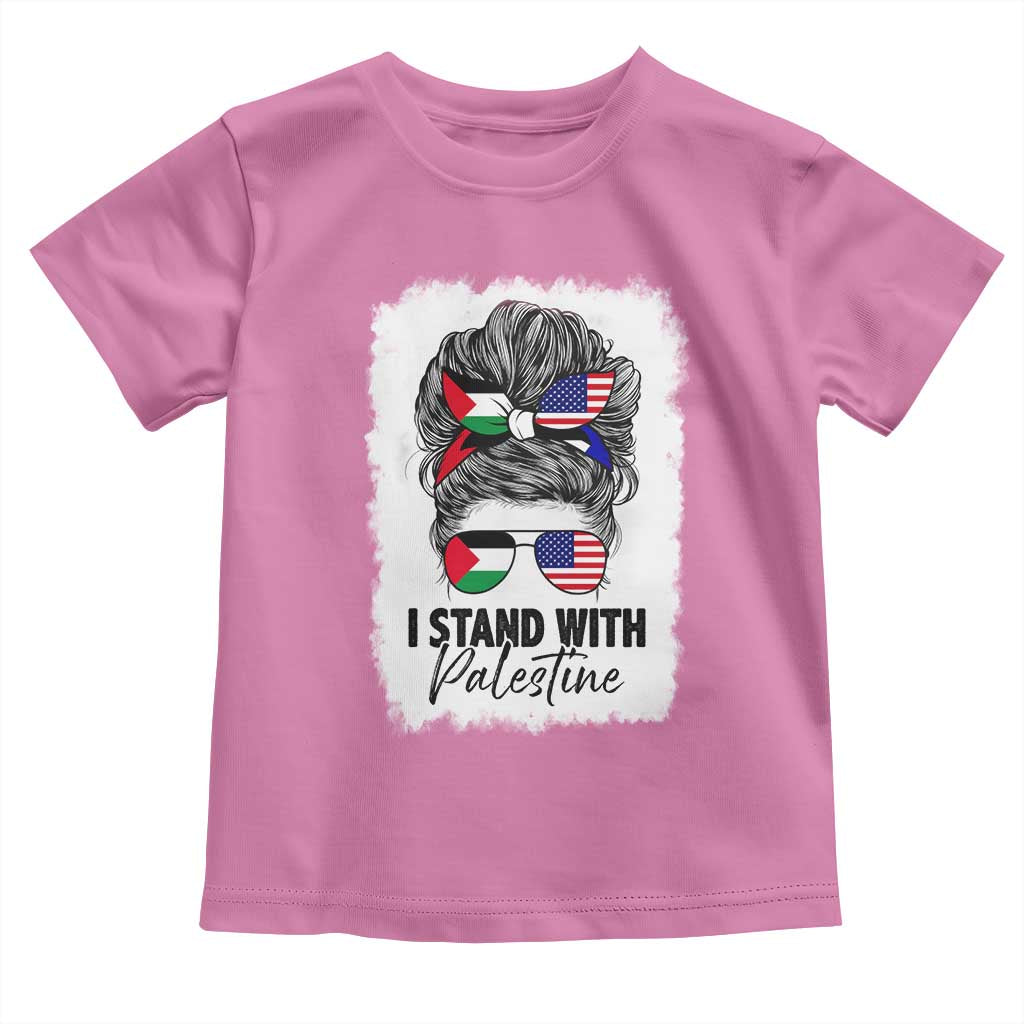 Stand With Palestine Toddler T Shirt Messy Bun Gaza Palestinian Flag TS10 Azalea Print Your Wear