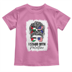 Stand With Palestine Toddler T Shirt Messy Bun Gaza Palestinian Flag TS10 Azalea Print Your Wear