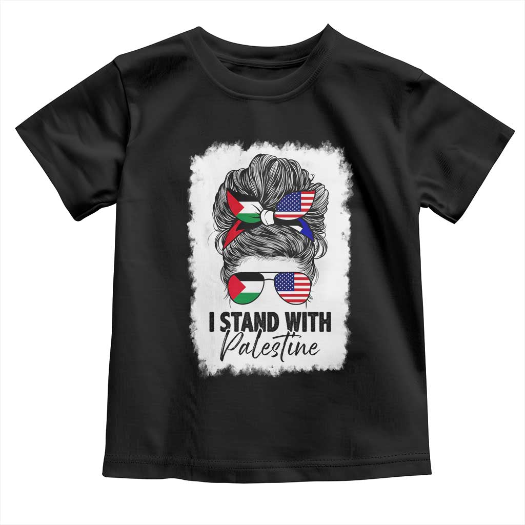 Stand With Palestine Toddler T Shirt Messy Bun Gaza Palestinian Flag TS10 Black Print Your Wear