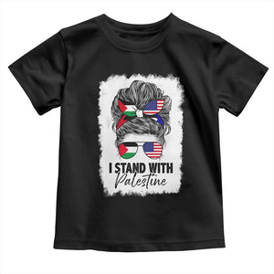 Stand With Palestine Toddler T Shirt Messy Bun Gaza Palestinian Flag TS10 Black Print Your Wear