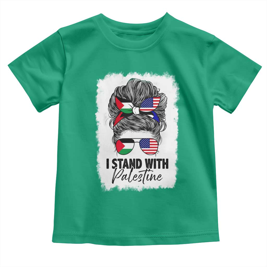 Stand With Palestine Toddler T Shirt Messy Bun Gaza Palestinian Flag TS10 Irish Green Print Your Wear