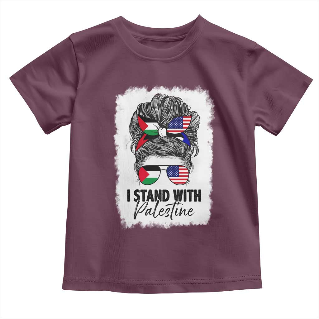 Stand With Palestine Toddler T Shirt Messy Bun Gaza Palestinian Flag TS10 Maroon Print Your Wear