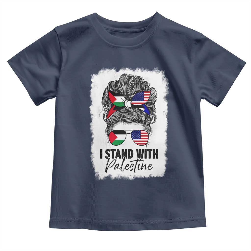 Stand With Palestine Toddler T Shirt Messy Bun Gaza Palestinian Flag TS10 Navy Print Your Wear