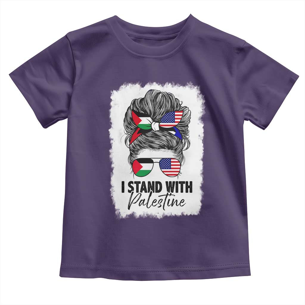 Stand With Palestine Toddler T Shirt Messy Bun Gaza Palestinian Flag TS10 Purple Print Your Wear