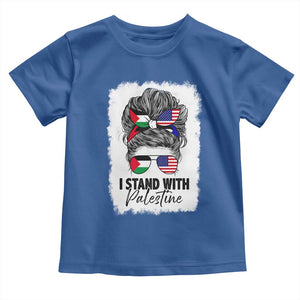 Stand With Palestine Toddler T Shirt Messy Bun Gaza Palestinian Flag TS10 Royal Blue Print Your Wear