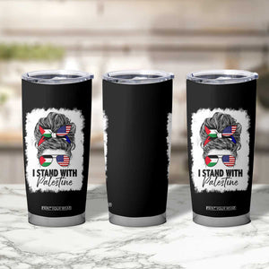 Stand With Palestine Tumbler Cup Messy Bun Gaza Palestinian Flag TS10 Print Your Wear