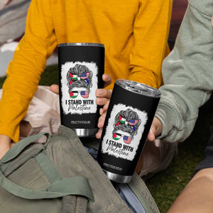 Stand With Palestine Tumbler Cup Messy Bun Gaza Palestinian Flag TS10 Print Your Wear