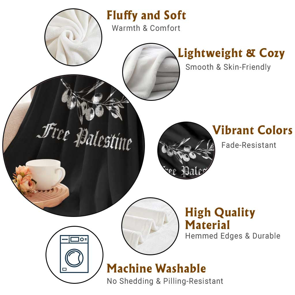 Free Palestine Throw Blanket Palestinian Olives Fruits TS10 Print Your Wear