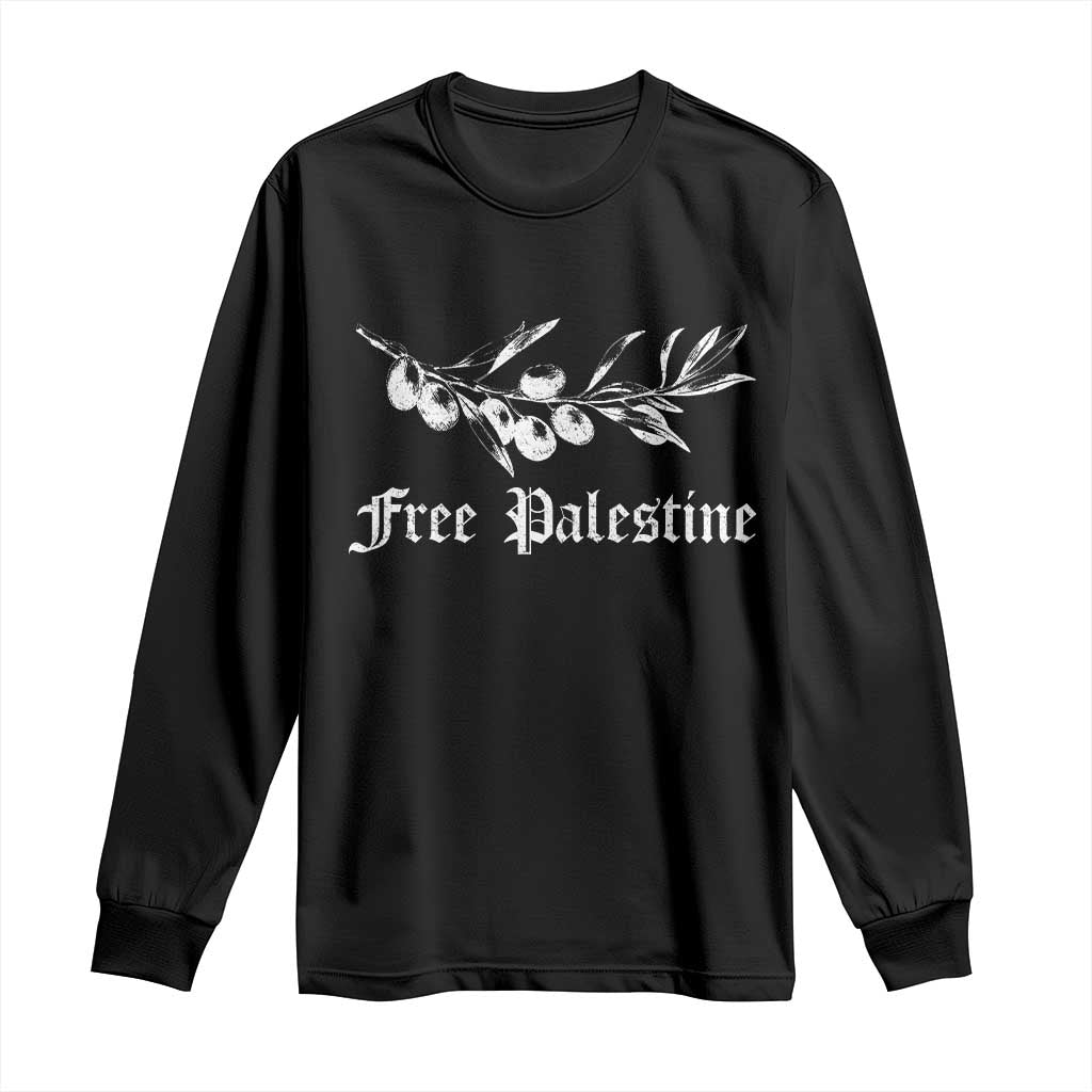 Free Palestine Long Sleeve Shirt Palestinian Olives Fruits TS10 Black Print Your Wear