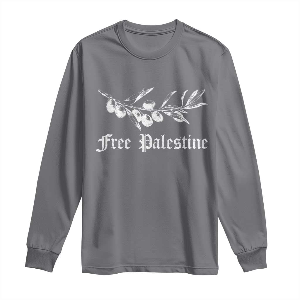 Free Palestine Long Sleeve Shirt Palestinian Olives Fruits TS10 Charcoal Print Your Wear